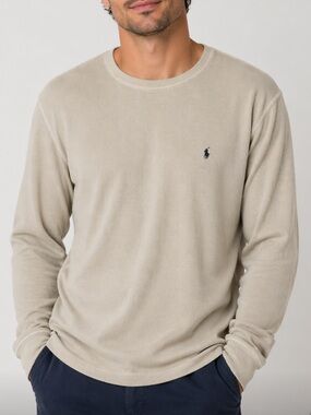 < Polo Ralph Lauren Cream Waffle Knit Long Sleeve >